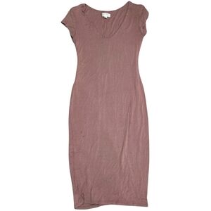 See You Monday Pink Sheath Midi Dress Crew Neck